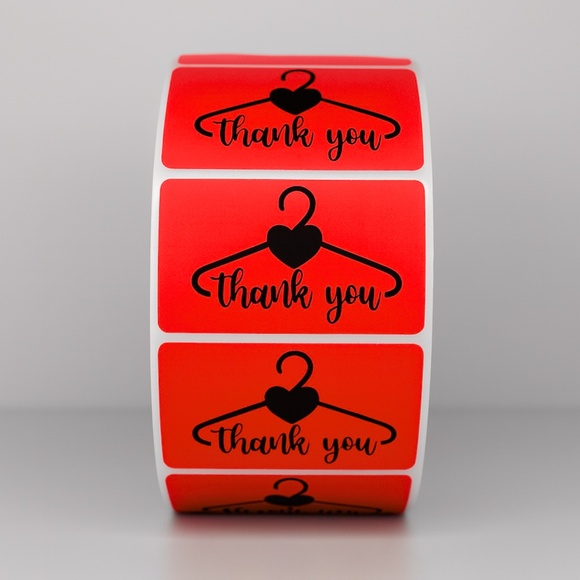 Thank You Stickers Hanger Heart | Red Labels for Small Business Packaging - Picture 7 of 11